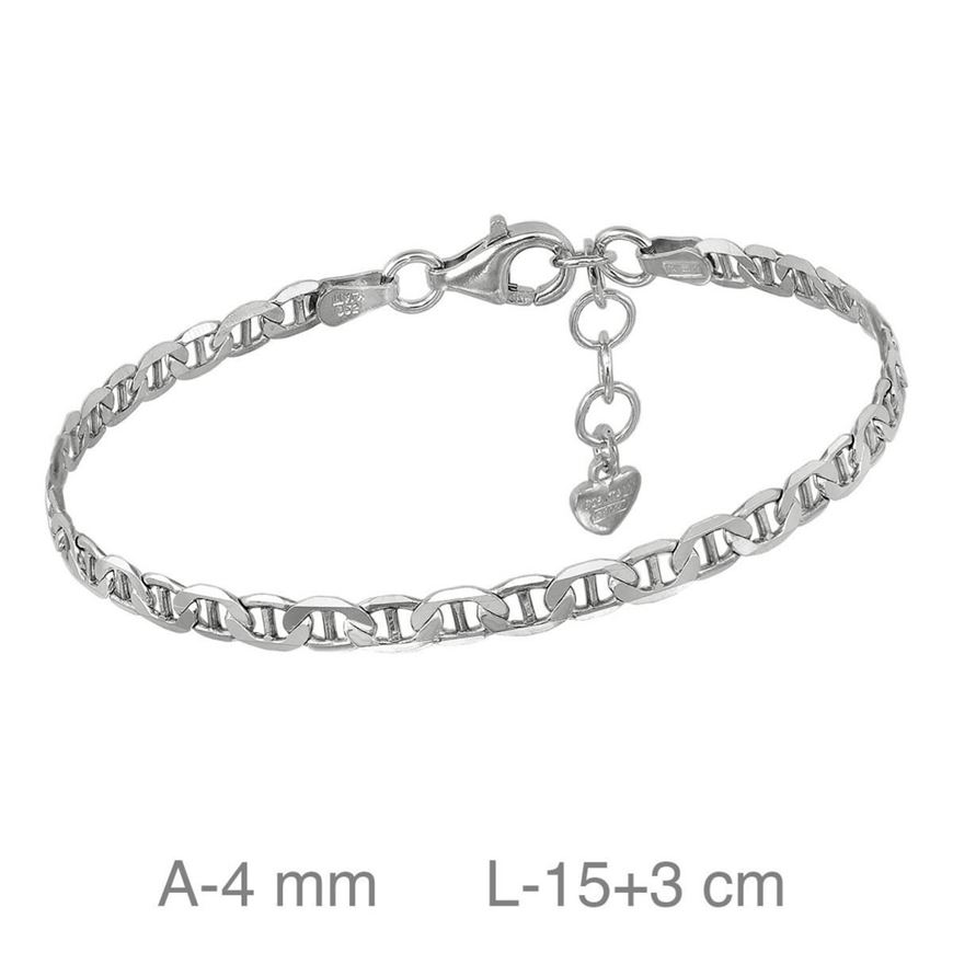 Foto de Pulsera eslabones de plata con baño de rodio