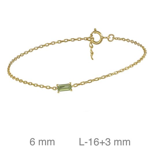 Foto de Pulsera plata baño de oro circonita baguette color olivina