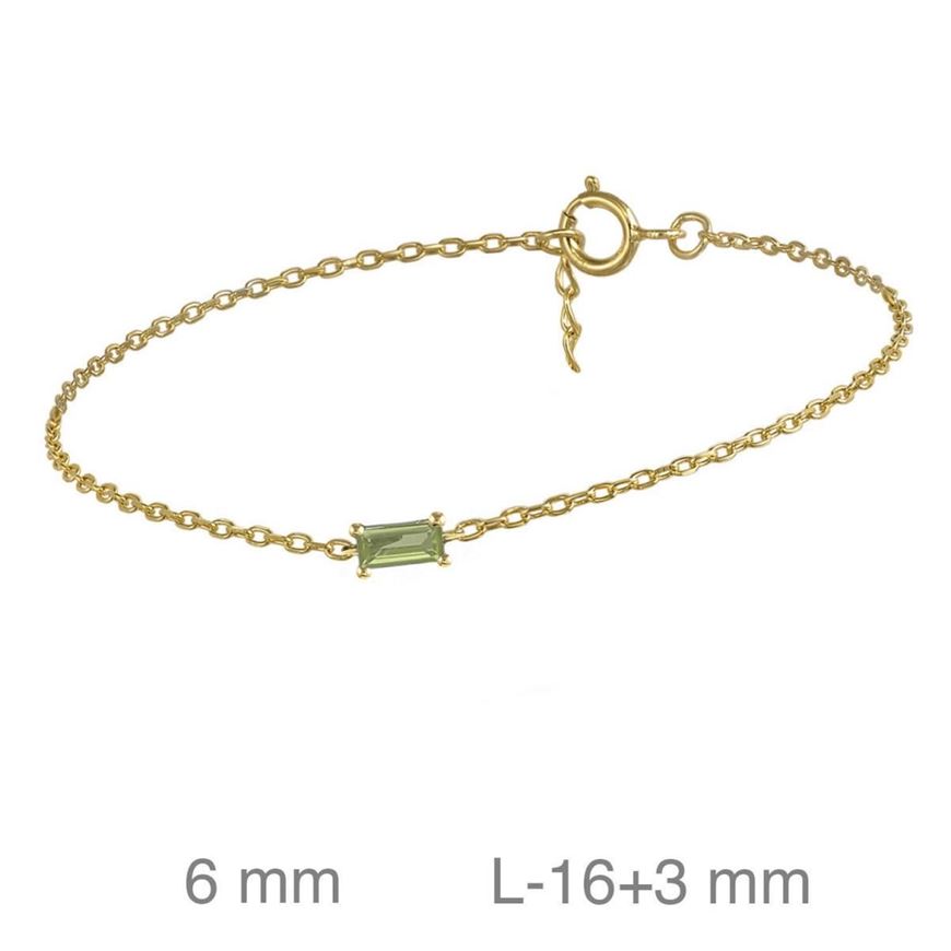 Foto de Pulsera plata baño de oro circonita baguette color olivina