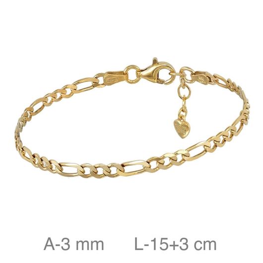 Foto de Pulsera plata baño oro eslabon 3x1