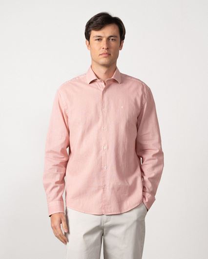 Picture of Camisa lino y algodón rosa lavado
