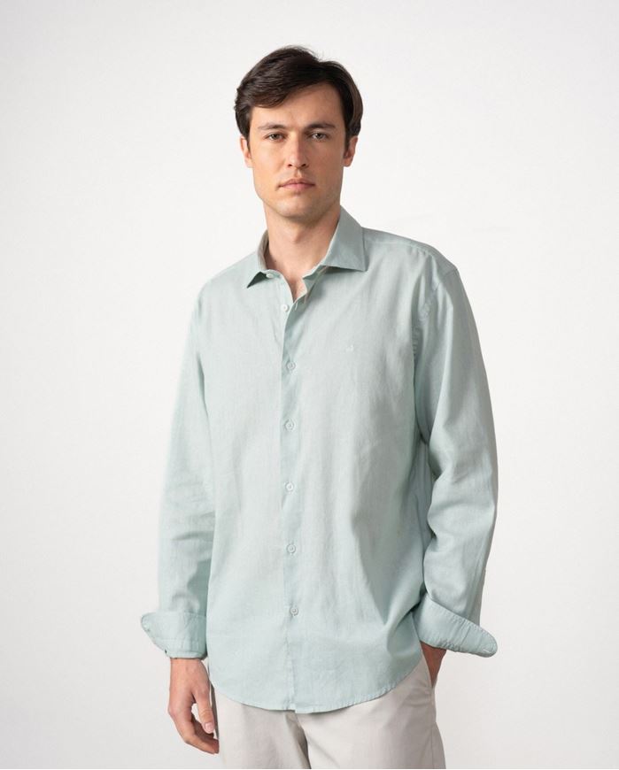 Picture of Camisa lino y algodón verde salvia