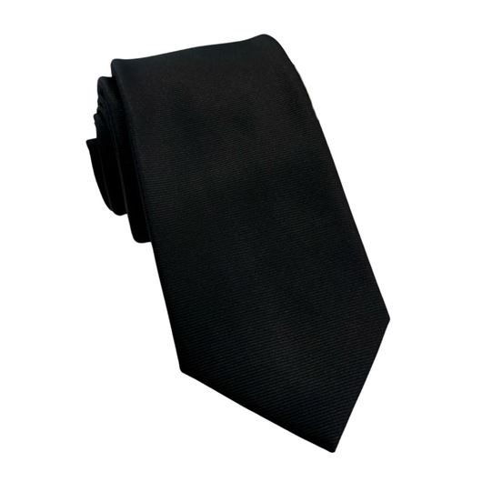 Foto de Corbata microfibra falso liso negra 7.5cm
