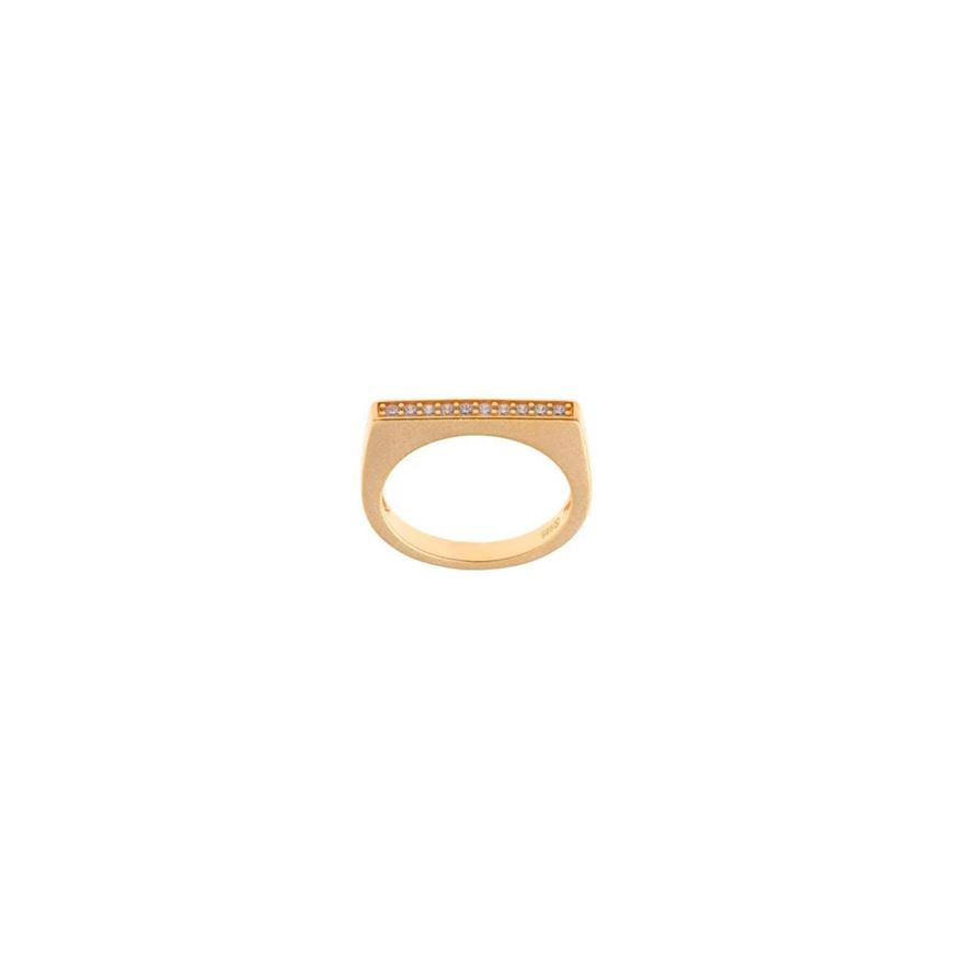 Foto de Sortija rectangular en oro amarillo 18kt y circonitas blancas