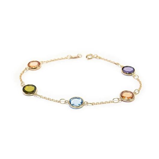 Foto de Pulsera oro amarillo 18kt chatones de circonitas multicolor