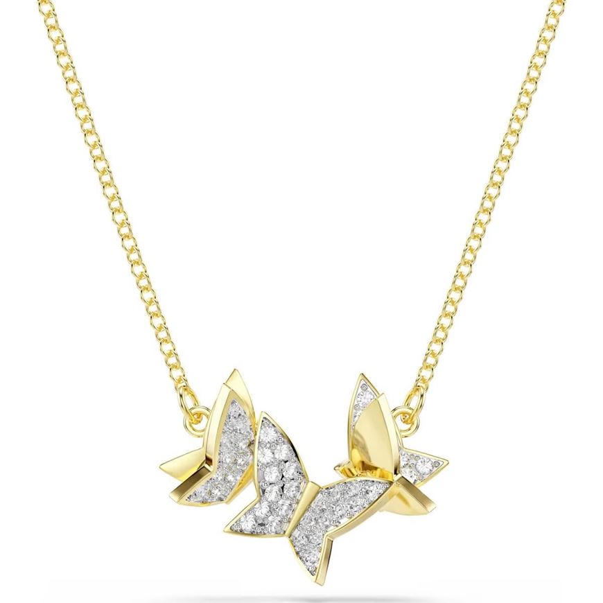 Foto de Collar Idyllia Lilia, Mariposa, Blanco, Baño tono oro