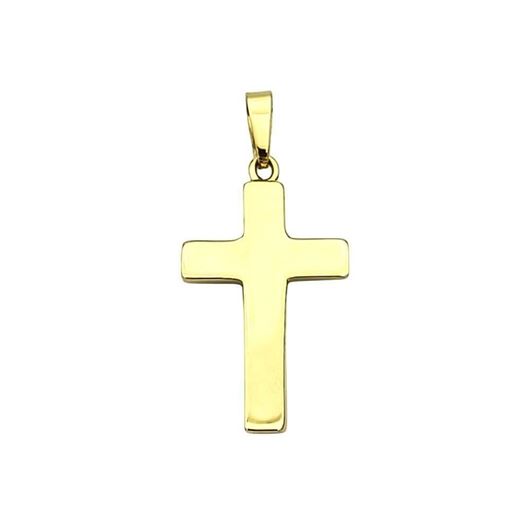 Foto de Cruz de oro amarillo 18kt acabado pulido una cara, matizado otra cara