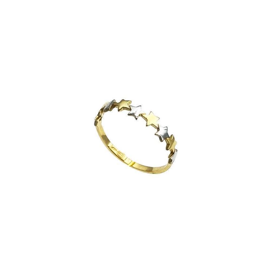Foto de Anillo de estrellas bicolor en oro 18kt