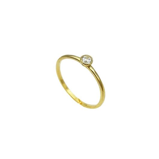 Foto de Anillo de oro amarillo 18kt y un chatón de circonita blanca