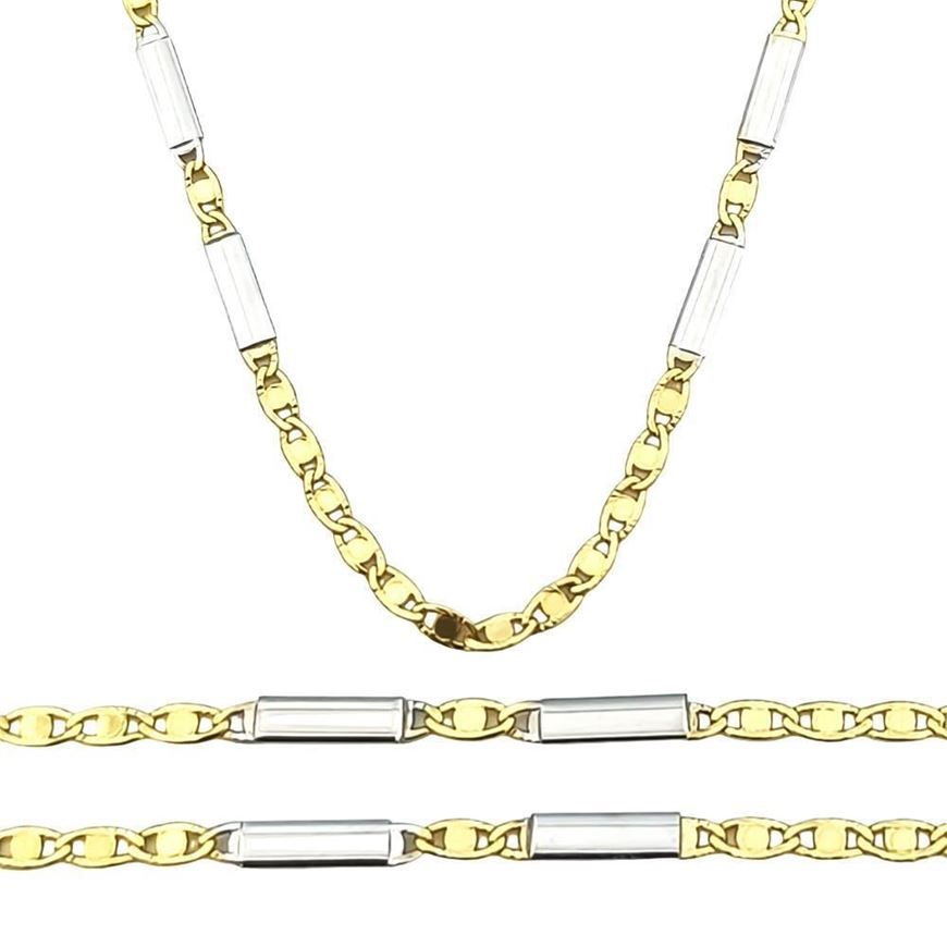 Foto de Cadena de oro bicolor 18kt eslabón plano, longitud 50cm