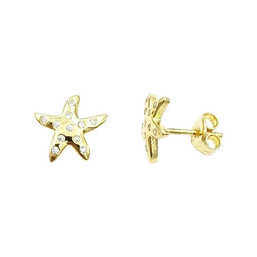Picture of Pendientes estrellas de mar en oro amarillo 18kt y circonitas blancas
