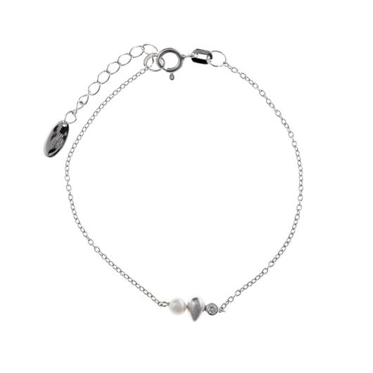 Foto de Pulsera plata rodio pera lisa perla agua 16+3CM