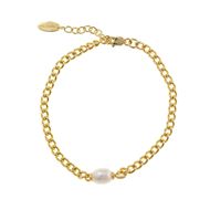 Foto de Pulsera Minijewels plata chapado dorado cadena barbada perla 16.50+2.50CM