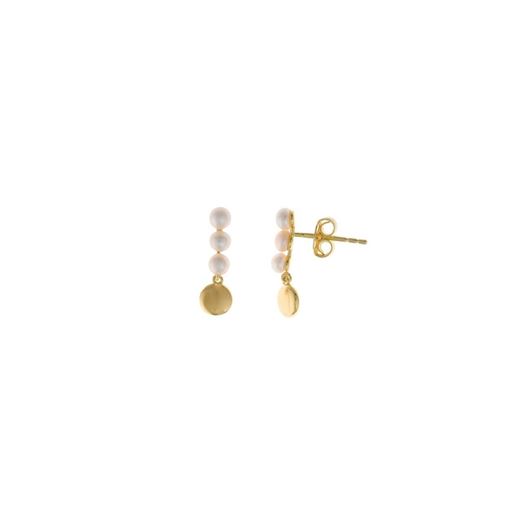 Foto de Pendientes plata chapado dorado esfera lisa tres 1.50 X 0.5cm
