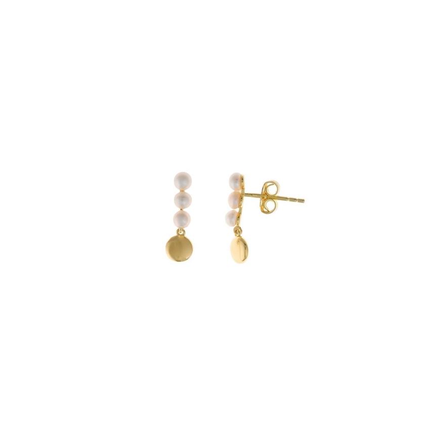 Foto de Pendientes plata chapado dorado esfera lisa tres 1.50 X 0.5cm