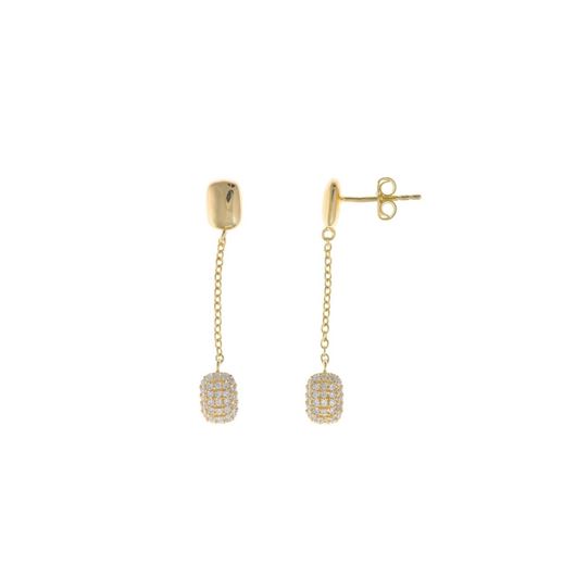 Foto de Pendientes plata chapado dorado rectangulo micro pave 3.50 X 0.5cm