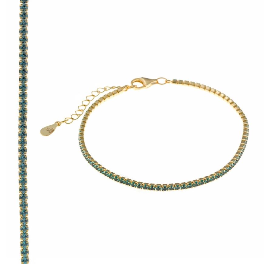 Foto de Pulsera Blink plata chapado dorado circonitas brillantes paraiba 15+3cm