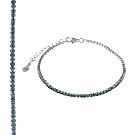 Foto de Pulsera plata rodio circonitas brillantes paraiba