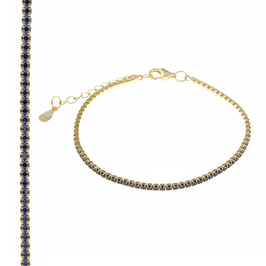 Foto de Pulsera plata chapado dorado circonitas brillantes tanzanita