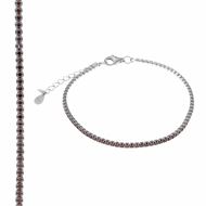 Foto de Pulsera Blink plata rodio circonitas brillantes rodonita 15+3cm