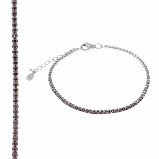 Foto de Pulsera plata rodio circonitas brillantes rodonita