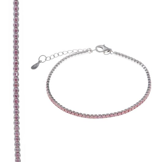 Foto de Pulsera plata rodio circonitas brillantes rosa