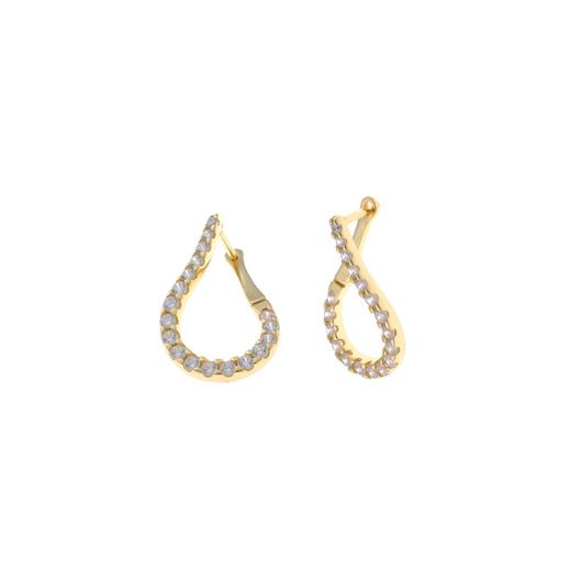 Foto de Pendientes plata chapado dorado pera circonitas blancas 2.50 X 1.50cm