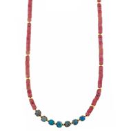 Foto de Collar Organic plata chapado dorado bolitas rodonita tubo