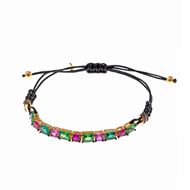 Foto de Pulsera Genuine plata chapado dorado circonitas tsavorita esmeralda rectangular ruby rosa brillantes bajo rutenio 24 X 0.50cm