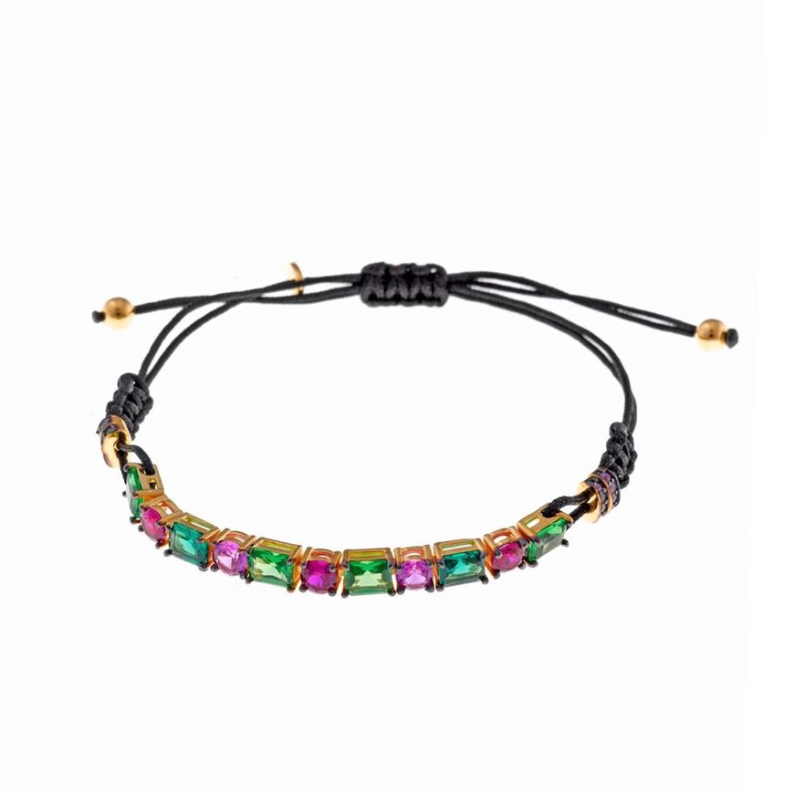 Foto de Pulsera Genuine plata chapado dorado circonitas tsavorita esmeralda rectangular ruby rosa brillantes bajo rutenio 24 X 0.50cm