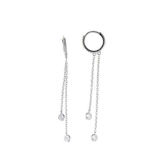 Foto de Pendientes plata rodio aro dos circonitas blancas 5.50 X 1cm
