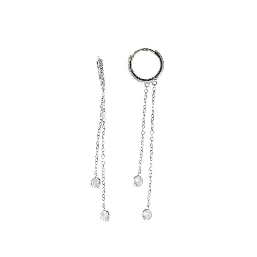 Foto de Pendientes plata rodio aro dos circonitas blancas 5.50 X 1cm