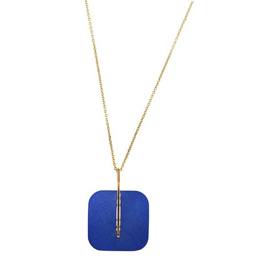 Foto de Collar plata chapado dorado cuadrado diamantado lavanda