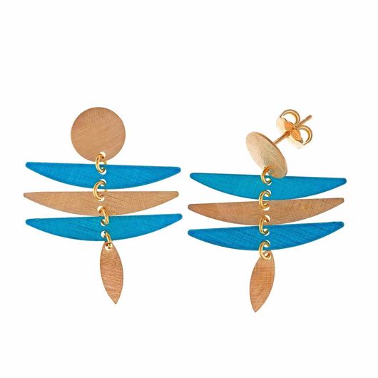 Foto de Pendientes Bamboo plata chapado dorado diamantado circulo ovalos 4 X 3cm