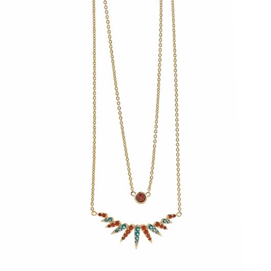 Foto de Collar plata chapado dorado doble curva con