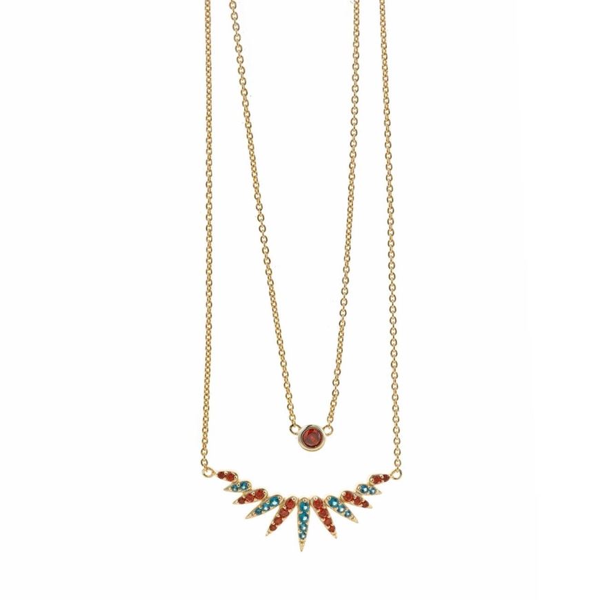 Foto de Collar Marmara plata chapado dorado doble curva con