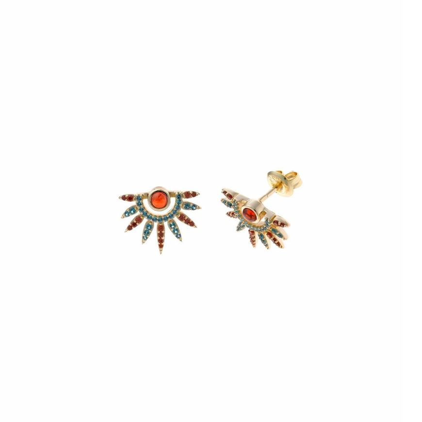 Foto de Pendientes Marmara plata chapado dorado pinchos circonitas paraiba 1.50 X 1.30cm