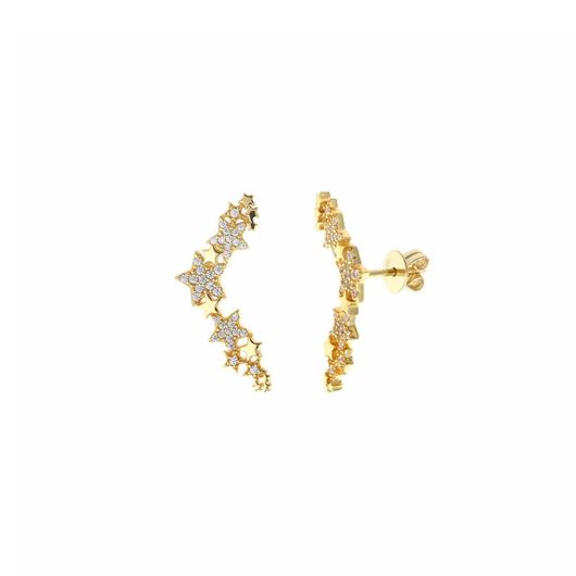 Foto de Pendientes plata chapado dorado trepador estrellas circonitas 2 X 2.50cm