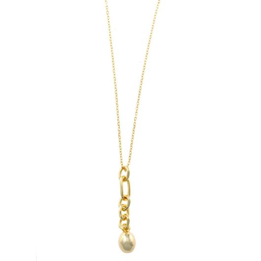 Foto de Collar plata chapado dorado eslabones figaro ovalo