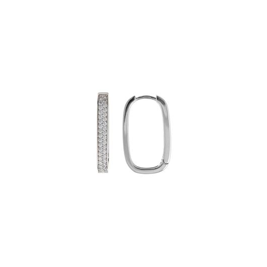 Foto de Pendientes plata rodio aro ovalado circonitas blancas 2 X 1.50cm