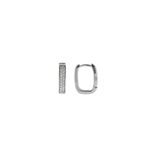 Foto de Pendientes plata rodio aro ovalado circonitas blancas 1.50 X 1.20cm