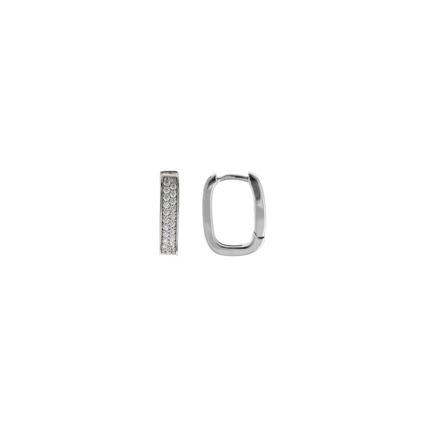 Foto de Pendientes plata rodio aro ovalado circonitas blancas 1.50 X 1.20cm