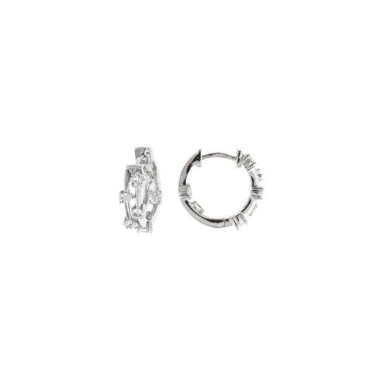 Foto de Pendientes plata rodio aro circonitas blancas brillante 1.50 X 1.5cm