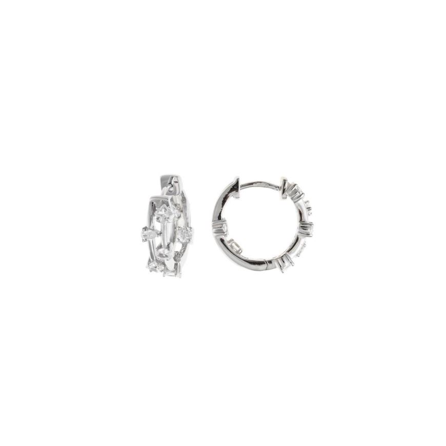 Foto de Pendientes plata rodio aro circonitas blancas brillante 1.50 X 1.5cm