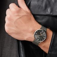 Foto de Reloj Classic acero esfera blanca 40mm y correa de cuero negra 