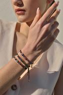 Foto de Pulsera Genuine plata chapado dorado circonitas padparasha paraiba london blue rectangular morado brillantes bajo rutenio 24 X 0.50cm