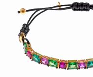 Foto de Pulsera Genuine plata chapado dorado circonitas tsavorita esmeralda rectangular ruby rosa brillantes bajo rutenio 24 X 0.50cm