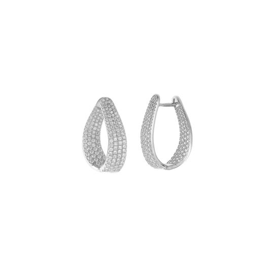 Foto de Pendientes aro ovalado plata baño rodio con circonitas
