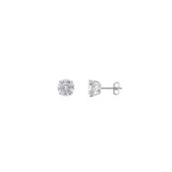 Foto de Pendientes de plata baño rodio punto de luz cuatro garras 8mm