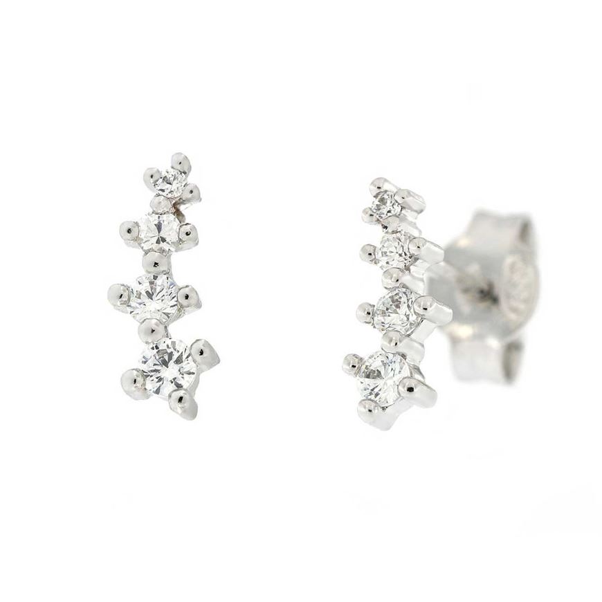 Foto de Pendientes trepadores en oro blanco de 18 kilates y diamantes 0,25 quilates